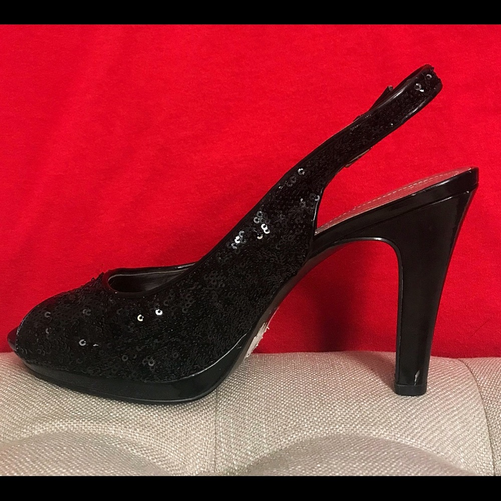 Black sequin high heel. 3.5 inch